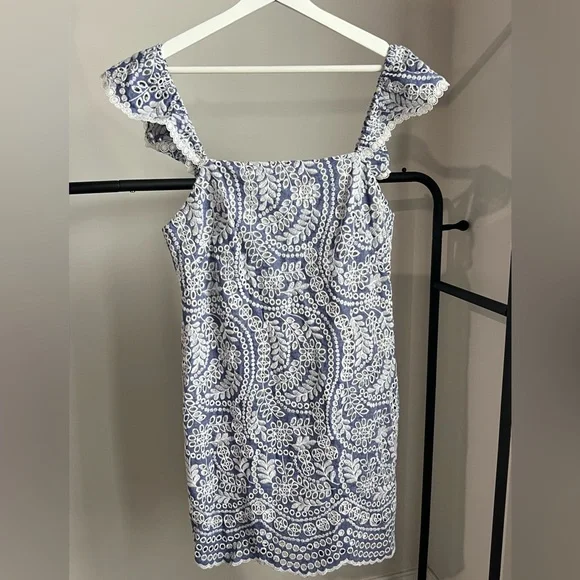 sachin and babi light blue dress Chelsea & Theodore Embroidered Chambray Dress main image 0